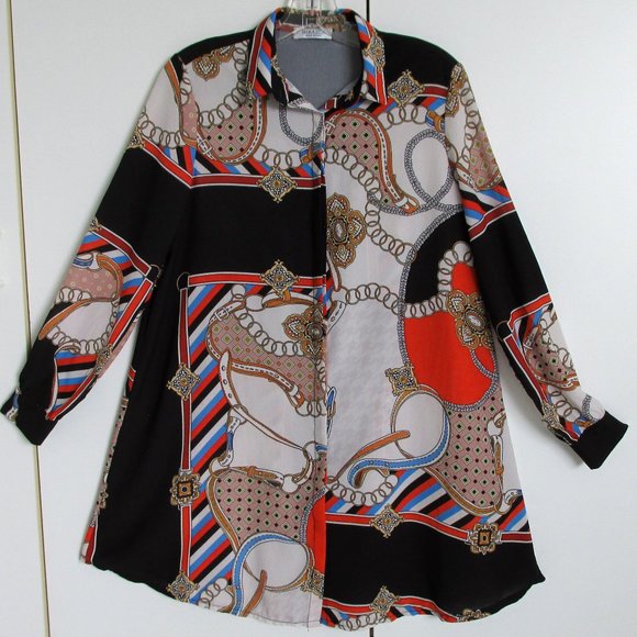 Mira & Co Italy Long-Sleeve Oversized Polyester Jersey A-line Tunic Size S - Picture 1 of 6